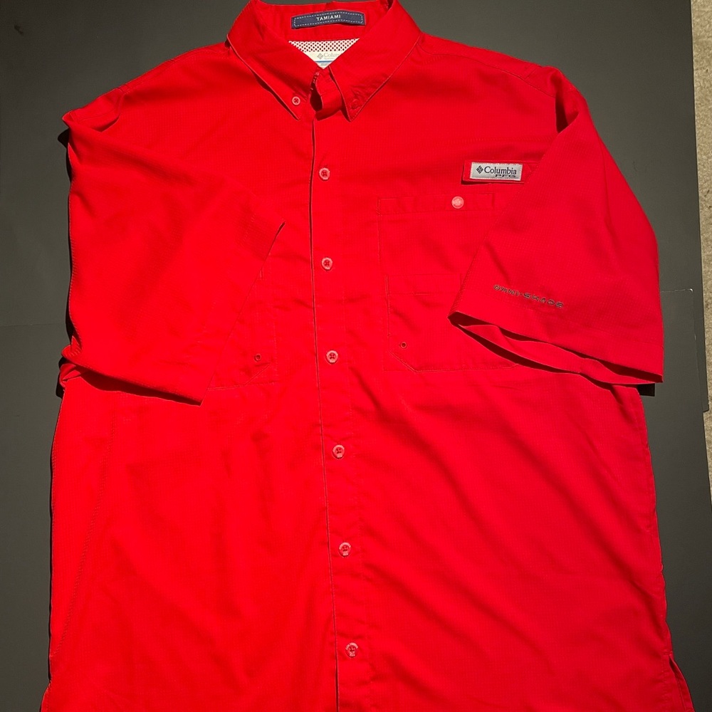 Red Columbia PFG Tamiami Short Sleeve Shirt